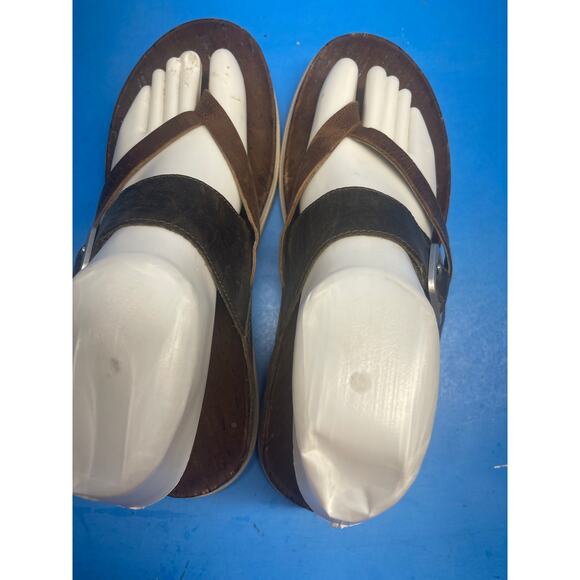 Merrell Around Town Thong Leather Sandals Women Size 8 Brown Flats Buckle Slide - Picture 5 of 10